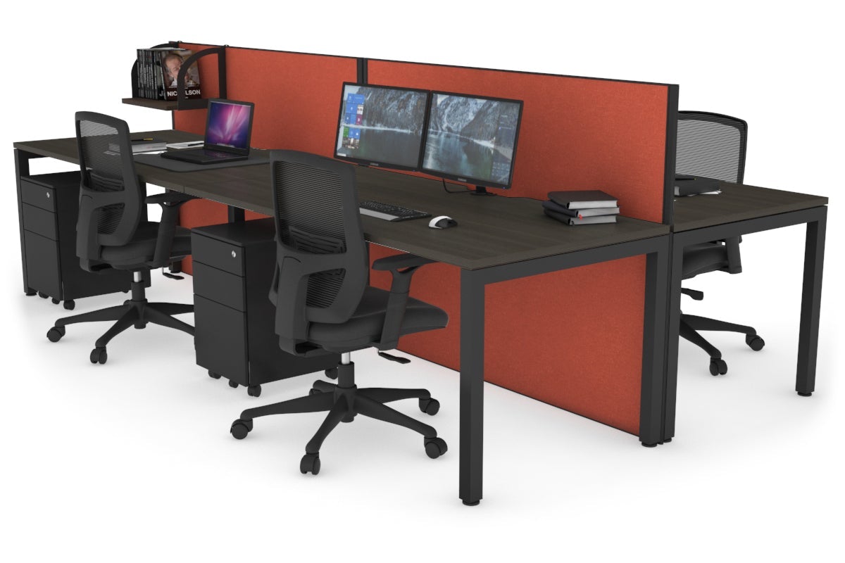 Horizon Quadro 4-Person Office Workstation Bench with Square Legs - 1800L x 800W Dimensions, Cable Management Scallop - Perfect for Collaborative Workspaces, Open Office Layouts & Team Workstations
