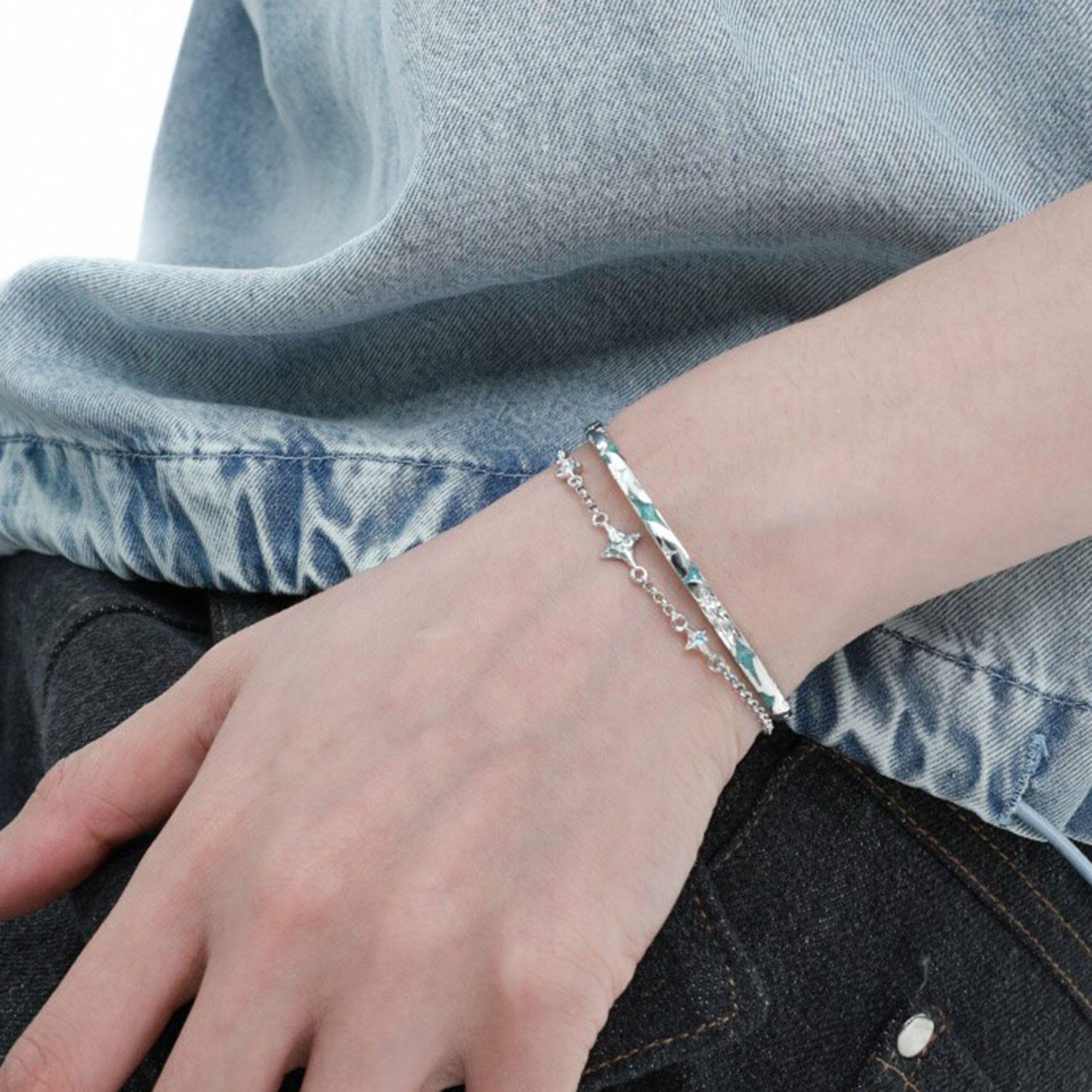Starry Night Sterling Silver Pendant Detachable Bracelet - Elegant Adjustable Charm Bracelet for Women, Perfect Gift for Birthday, Anniversary & Special Occasions