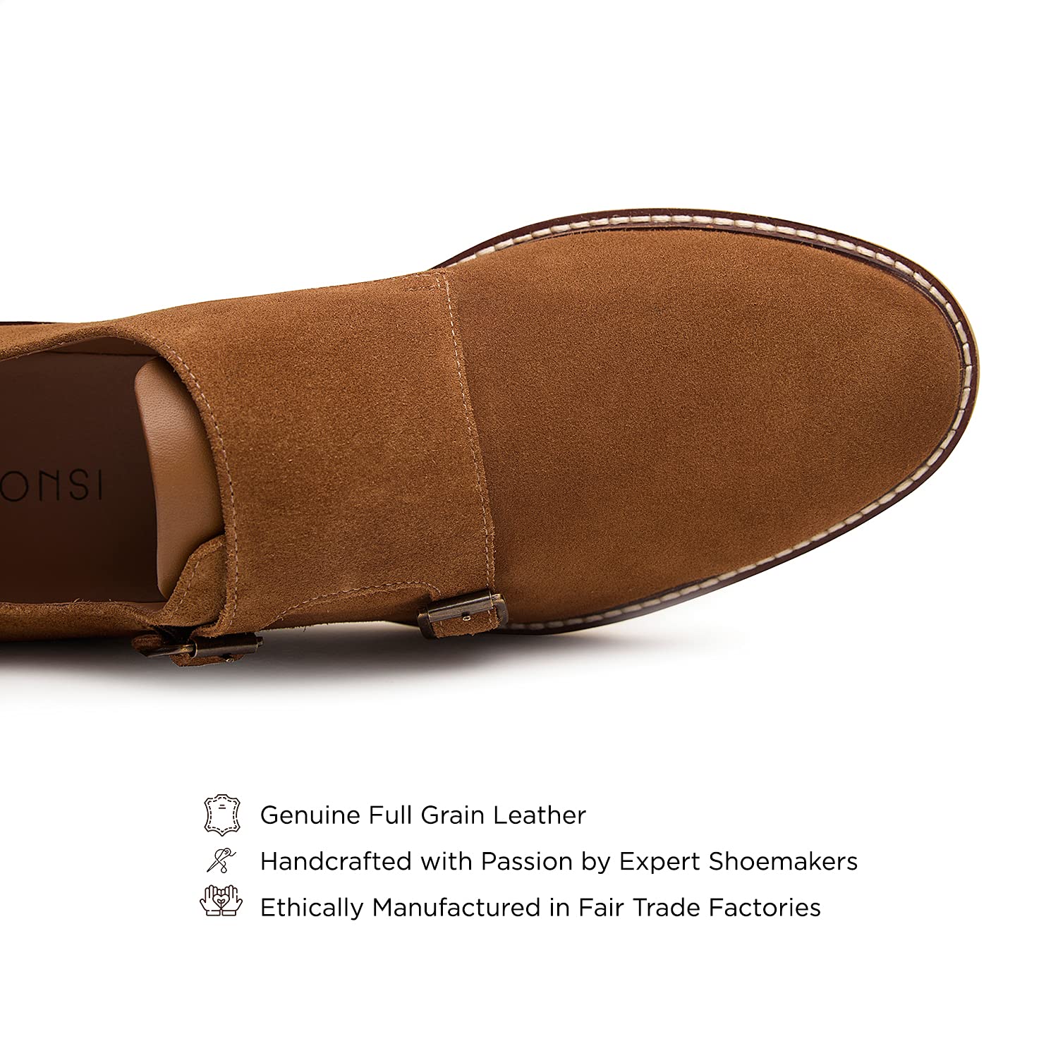 Premium Genuine Leather & Suede Men's Monk Strap Dress Shoes - Handcrafted Luxury Formal & Casual Shoes with Lightweight EVA Sole - Perfect for Business, Weddings & Office Wear