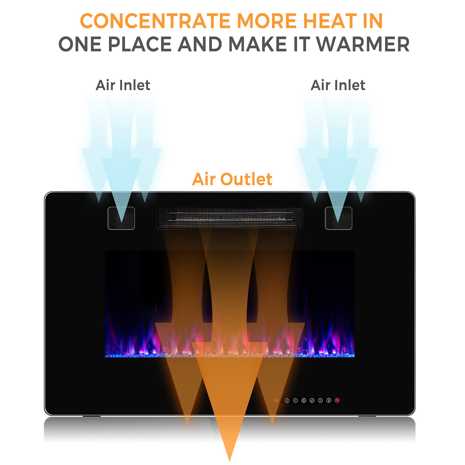 COSTWAY 30-Inch Electric Fireplace Insert with Remote - 750W/1500W Wall Recessed or Mounted Heater - 12 Flame Colors & 5 Brightness Settings - 8H Timer - Indoor Use for Living Room, Bedroom, Office