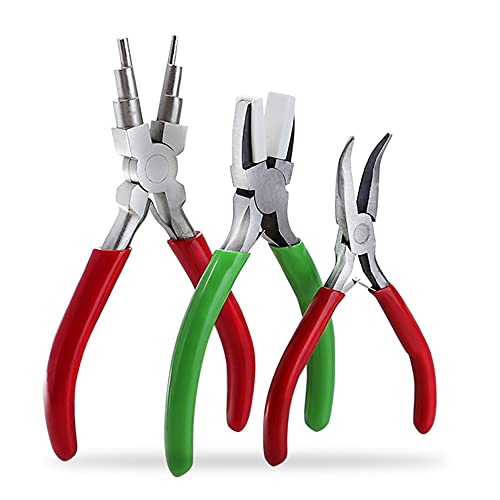 3-Piece Mini Jewelry Pliers Set - Flat Nose, Curved Nose & Round Nose Pliers for Jewelry Making, Bead Repair, Wire Wrapping & DIY Crafts | Perfect for Jewelers, Hobbyists & Small Handmade Projects
