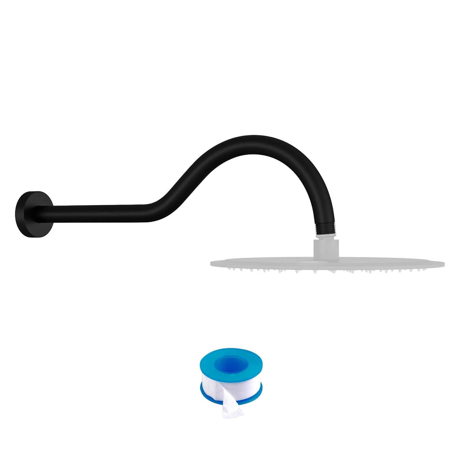 Lordear 17 Inch Black Shower Arm Extension with Flange - T304 Stainless Steel Matte Finish for Rainfall Shower Heads - Perfect for Bathroom Renovation & Spa-Like Shower Experience