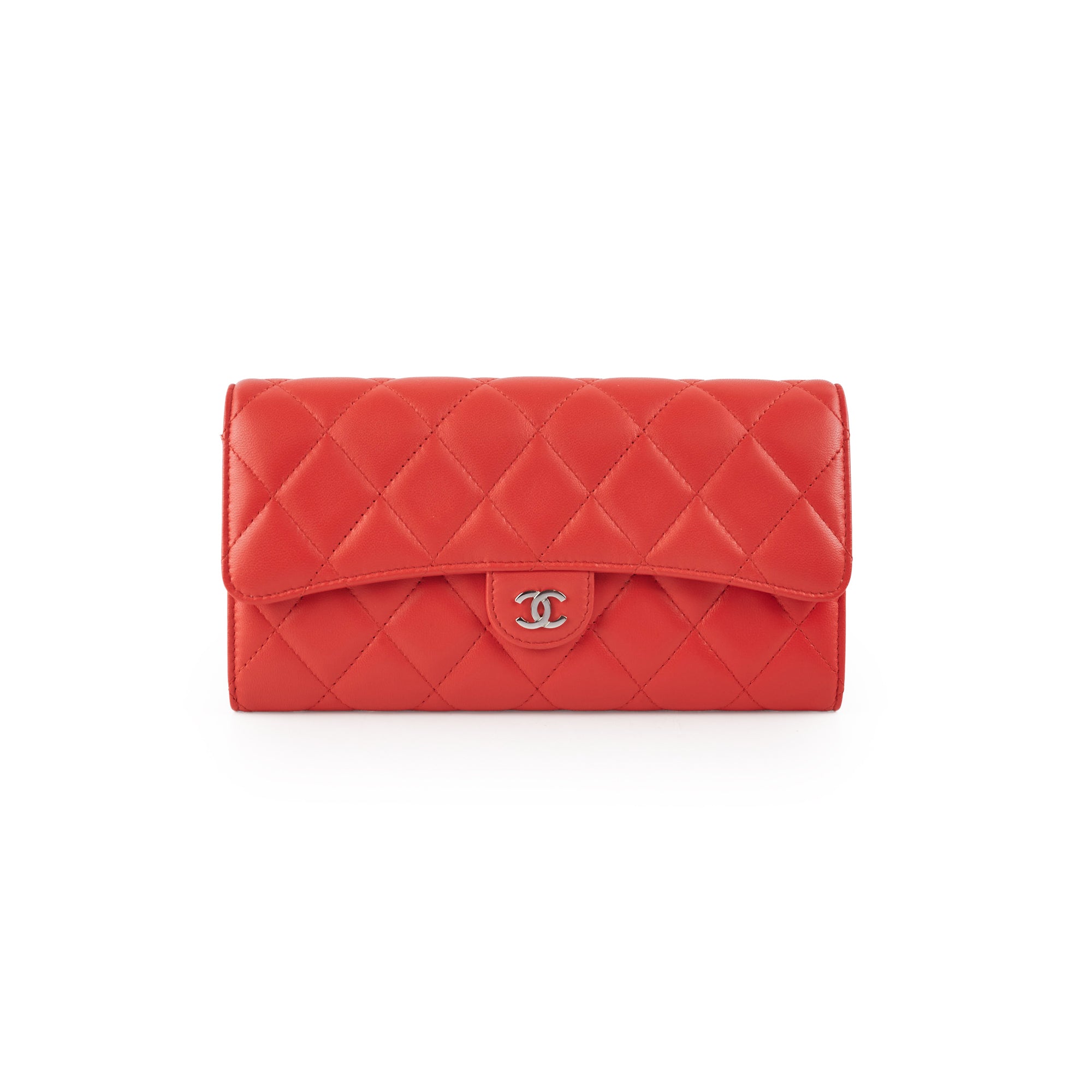 Chanel Lambskin Leather Long Wallet for Women - Genuine Red Luxury Clutch with Multiple Card Slots - Perfect for Everyday Use, Parties & Special Occasions