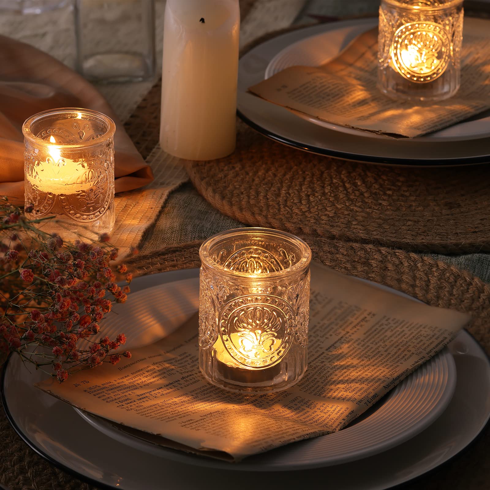 36pcs Clear Glass Votive Candle Holders - Bulk Tea Light Candle Holders for Wedding Centerpieces, Party Decor, Dinner Tables & Home Decoration - Perfect for Romantic Ambiance, Holiday Lighting & Special Events