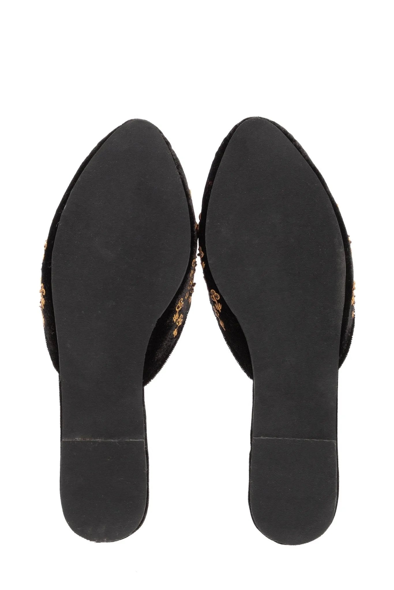Paisley Embroidered Velvet Mule Slippers for Women - Soft Indoor/Outdoor House Shoes - Perfect for Lounge, Spa, and Home Comfort