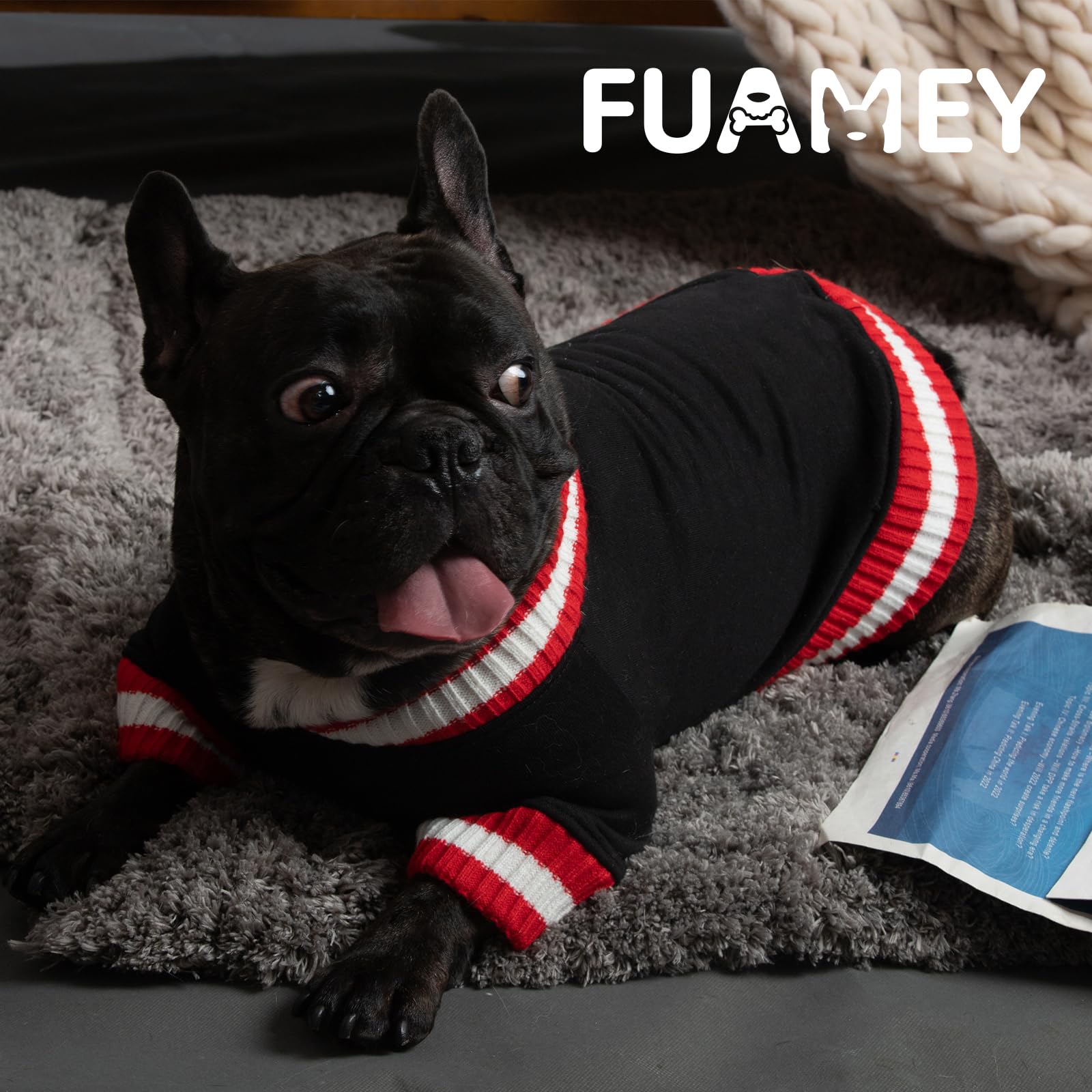 FUAMEY Warm Fleece Dog Sweater - Soft Winter Pullover for Small & Medium Dogs, Cozy Pet Clothes for Boys & Girls, Cute Puppy Outfit in Black | Perfect for Cold Weather Walks & Indoor Comfort