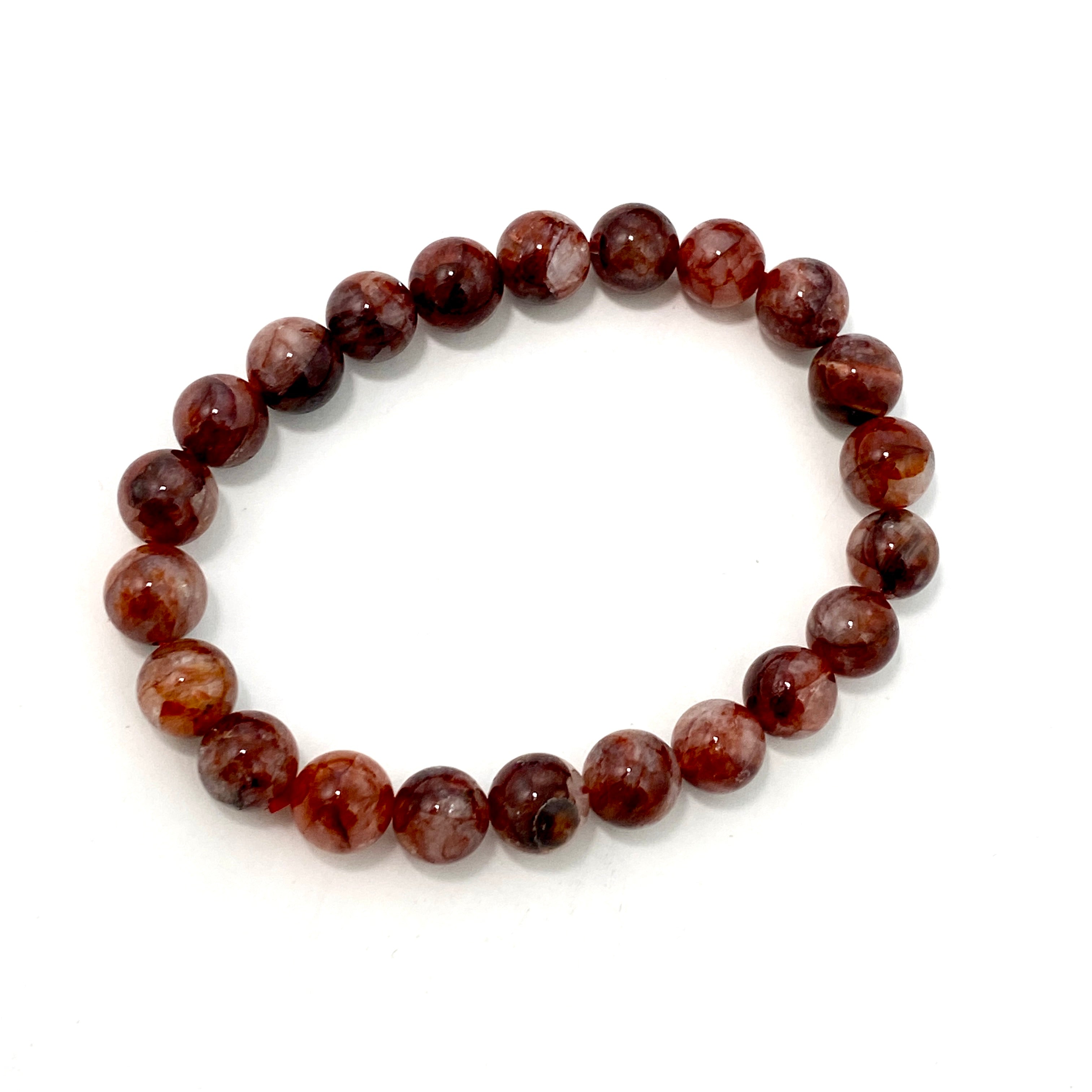 Natural Red Hematoid Fire Quartz Bracelet for Women - Healing Crystal Energy Jewelry for Meditation, Chakra Balancing & Spiritual Protection