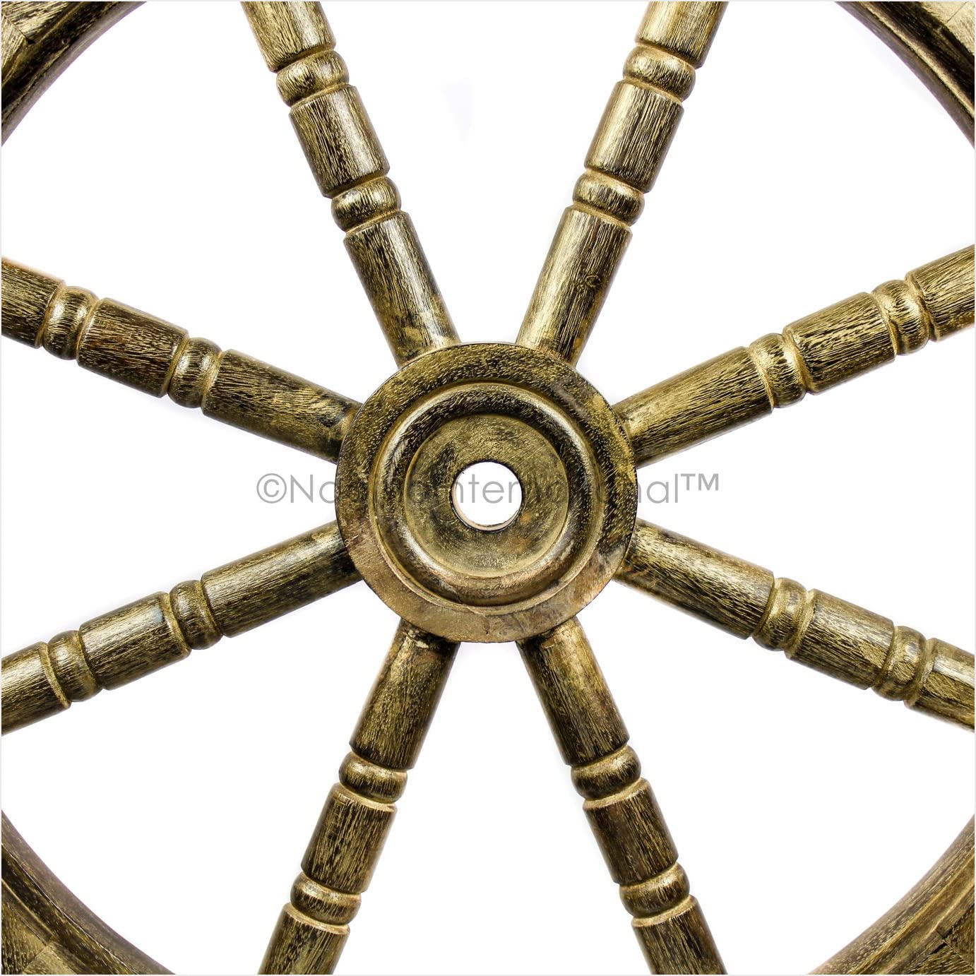 Antique Golden Nautical Wooden Ship Wheel - 12 Inch Handcrafted Maritime Decor for Pirate Nursery, Coastal Home Decor, and Themed Parties | Nagina International