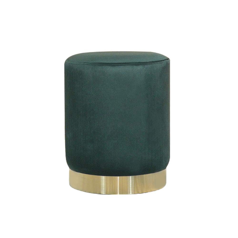 Round Velvet Ottoman Footrest Stool - Modern Vanity Seat for Bedroom & Living Room | Comfortable Footrest, Accent Chair, and Decorative Stool for Home Decor