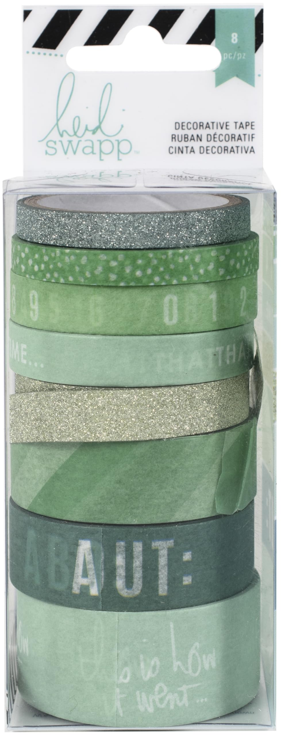 Heidi Swapp WASHI Tape Pack - 12 Assorted Mint Decorative Tapes for Scrapbooking, Journaling, DIY Crafts, Gift Wrapping and Home Decor