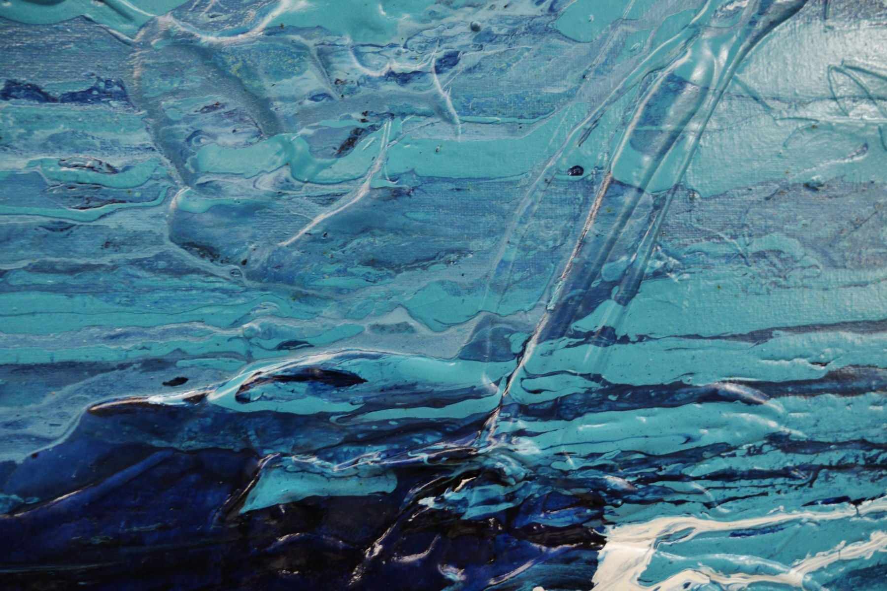 Blue Myth 200cm x 80cm Blue Textured Abstract Canvas Art - Modern Wall Decor for Living Room, Bedroom & Office