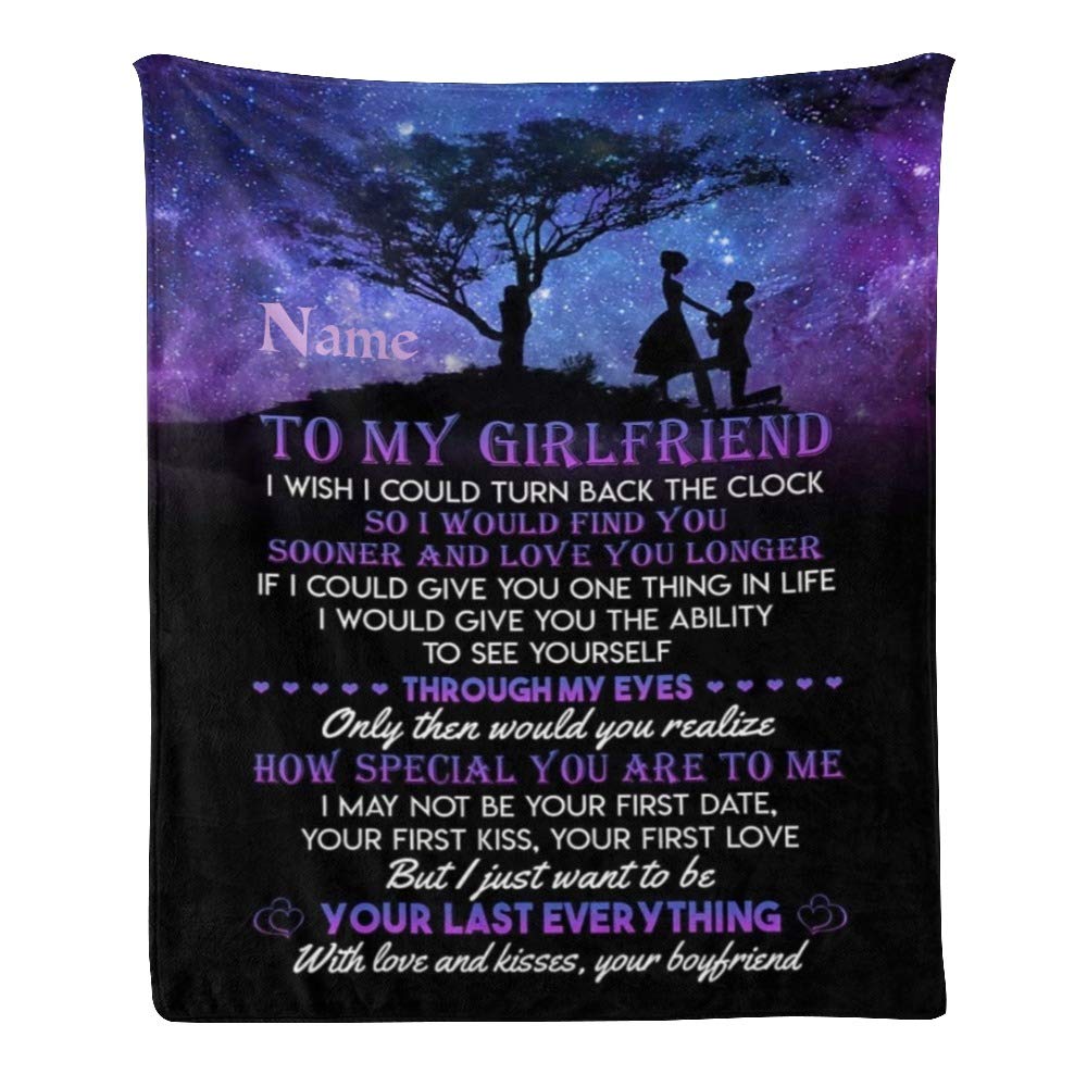 Personalized Fleece Throw Blanket with Custom Name Text - Soft 50x60 Inch Blanket Gift for Girlfriend, Wife, or Loved One - Perfect for Anniversaries, Birthdays & Cozy Nights at Home