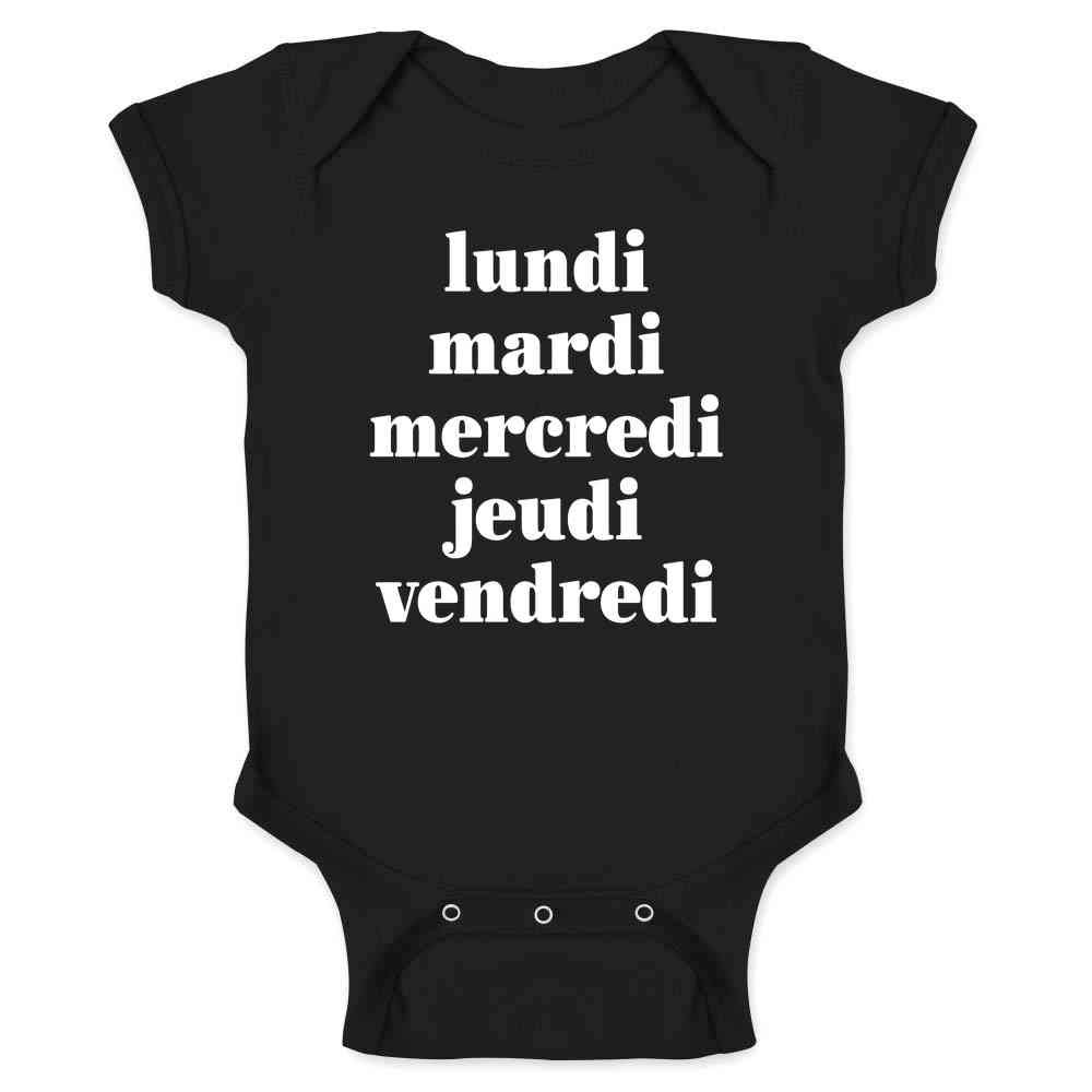 Days of the Week in French Baby Bodysuit - Cute Infant Onesie for Boys & Girls - Perfect for French Learning, Nursery, and Playtime