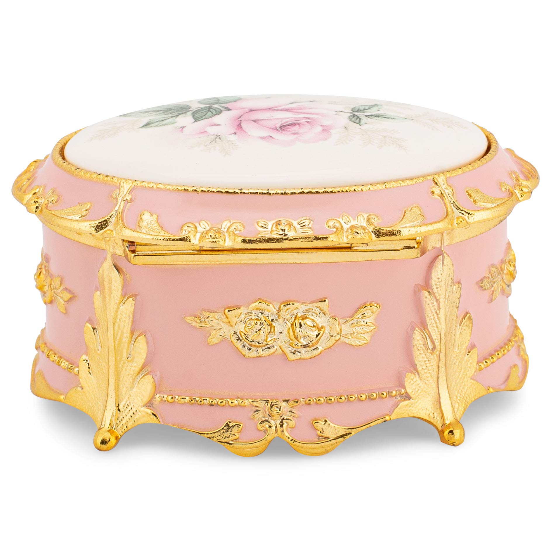 Elegant Oval Rose Music Box with Jewelry Storage - Plays 'Ode to Joy' - Perfect for Romantic Gifts, Wedding Favors & Home Decor