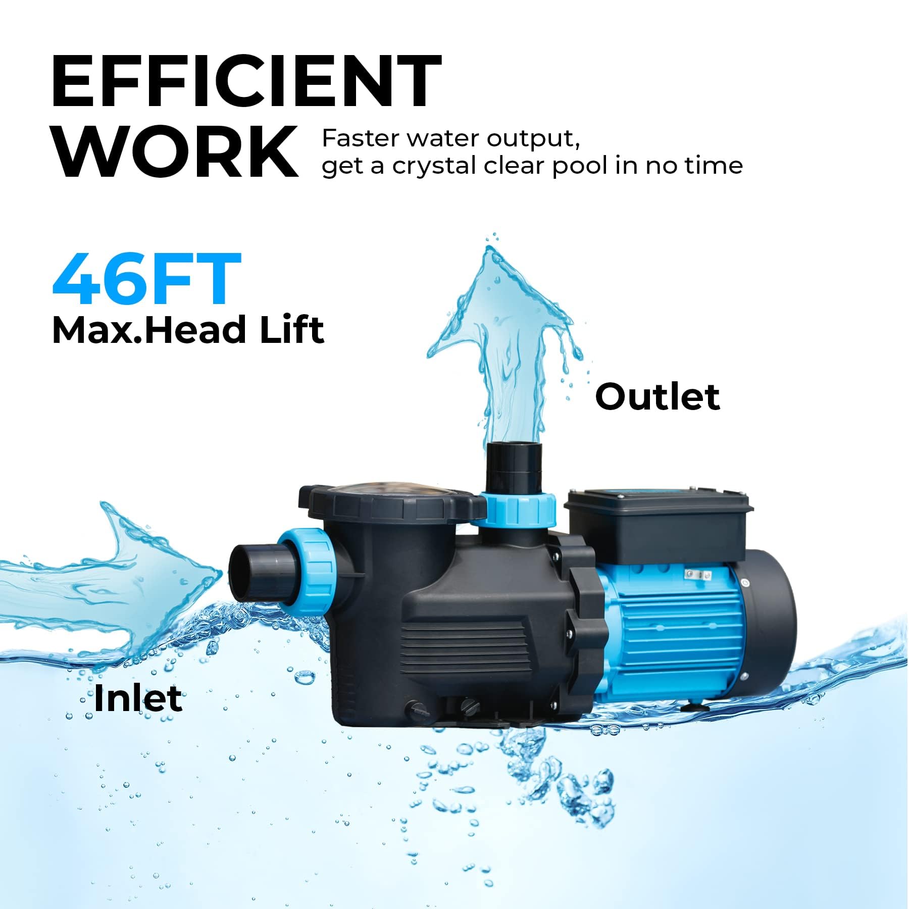 0.9HP In-Ground & Above Ground Pool Pump - 5790 GPH, 115V - Powerful Water Circulation for Swimming Pools, Spas & Backyard Water Features