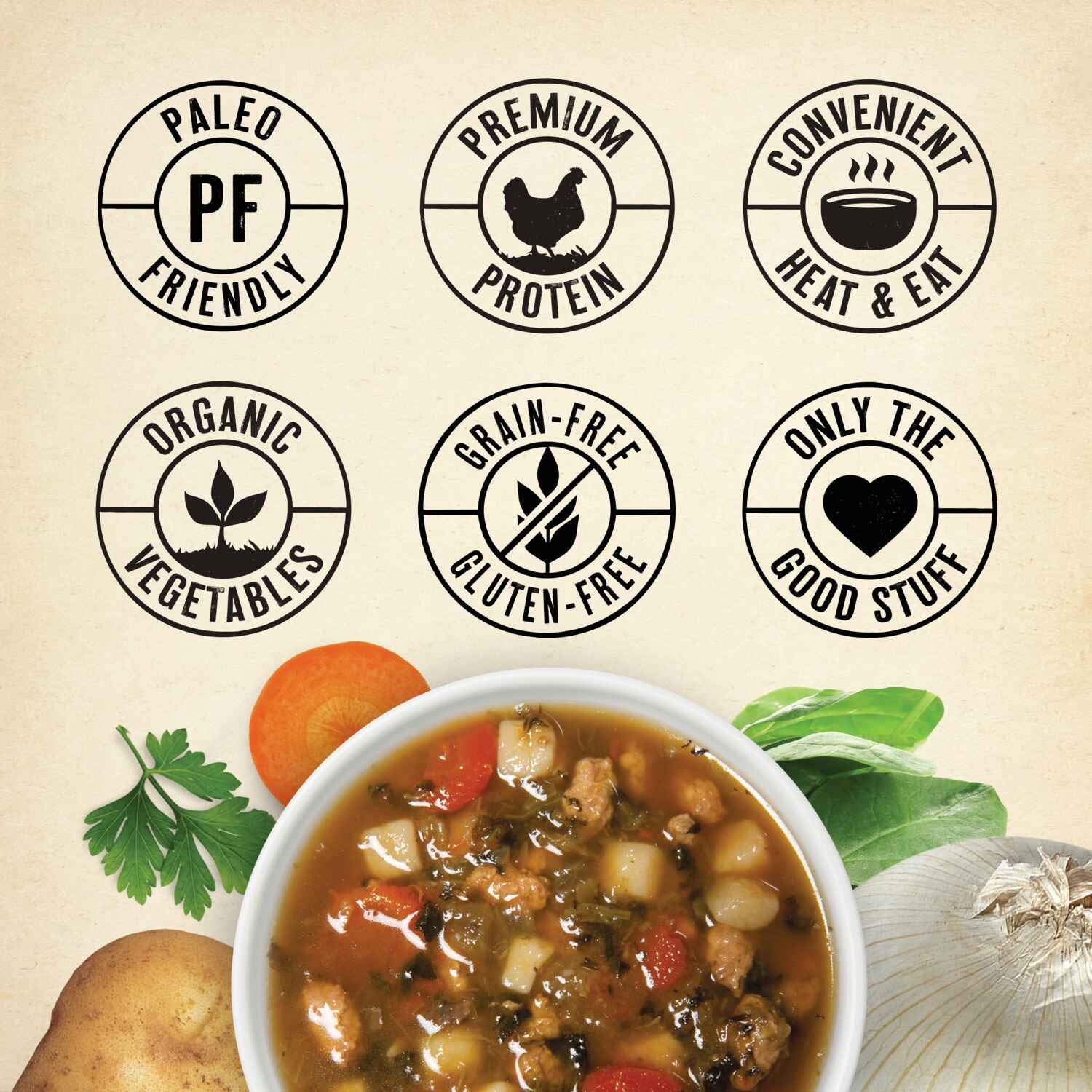 True Primal Tuscan-Style Chicken Soup 8-Pack | Ready to Eat Gluten-Free & Paleo | Pasture-Raised Chicken Bone Broth | Whole30 Approved | Perfect for Quick Meals, Camping & Healthy On-the-Go Nutrition
