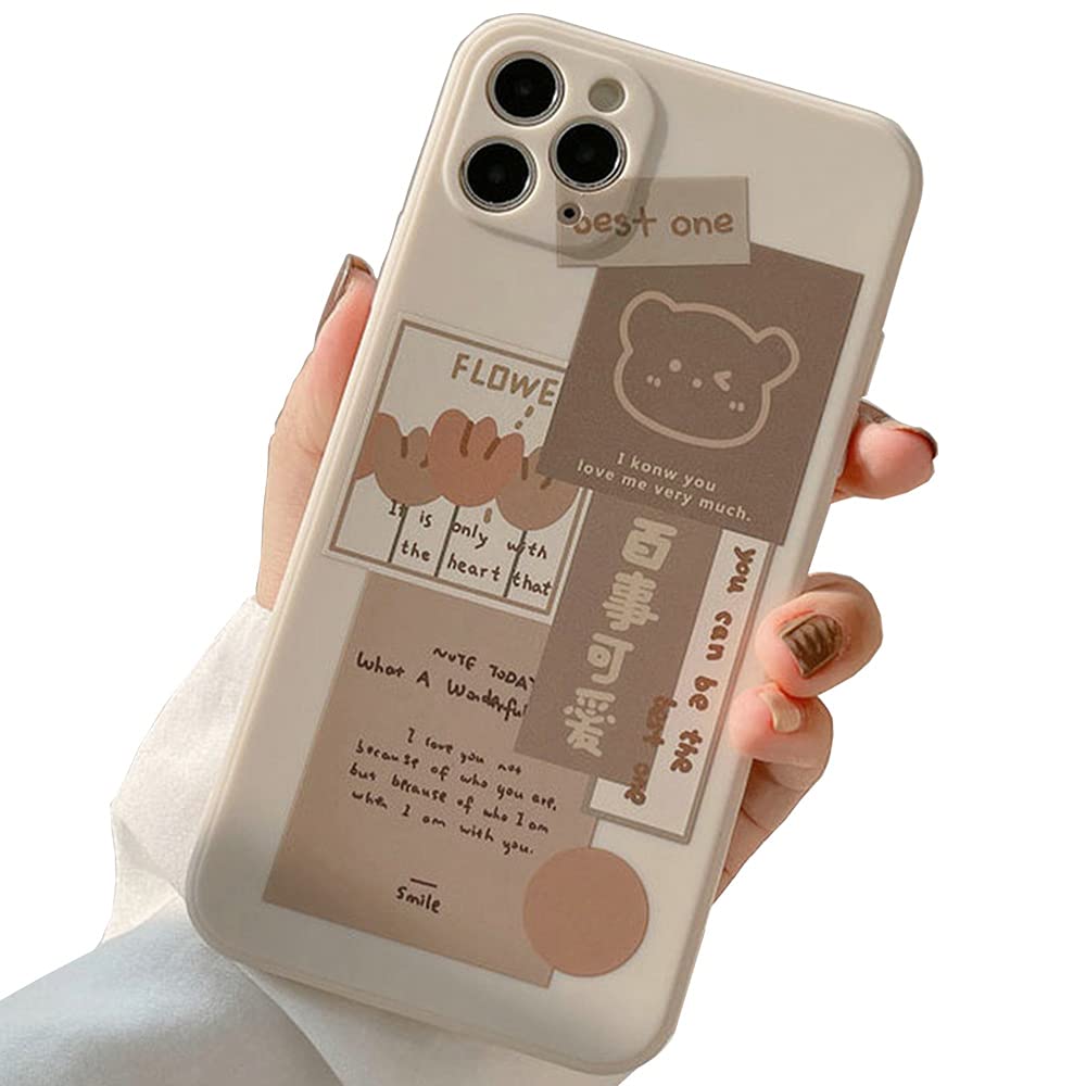 Cute Kawaii Bear Cartoon Soft Silicone Protective Phone Case for iPhone 12 Pro Max - Aesthetic Design for Girls & Women, Perfect for Everyday Use, School, Work & Travel