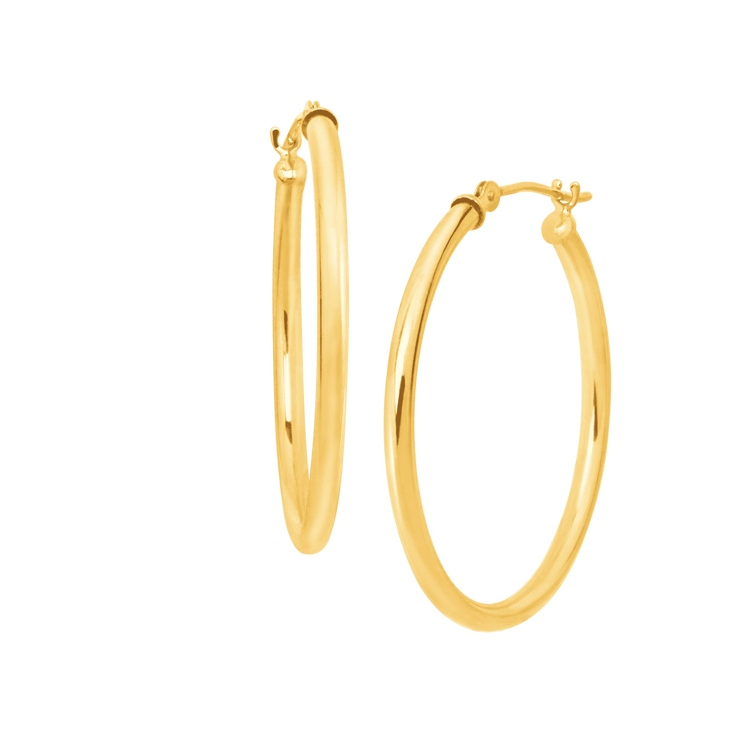 14K Yellow Gold 30mm Polished Tube Hoop Earrings | Welry Simply Gold™ Collection | Elegant Everyday Wear & Special Occasion Jewelry