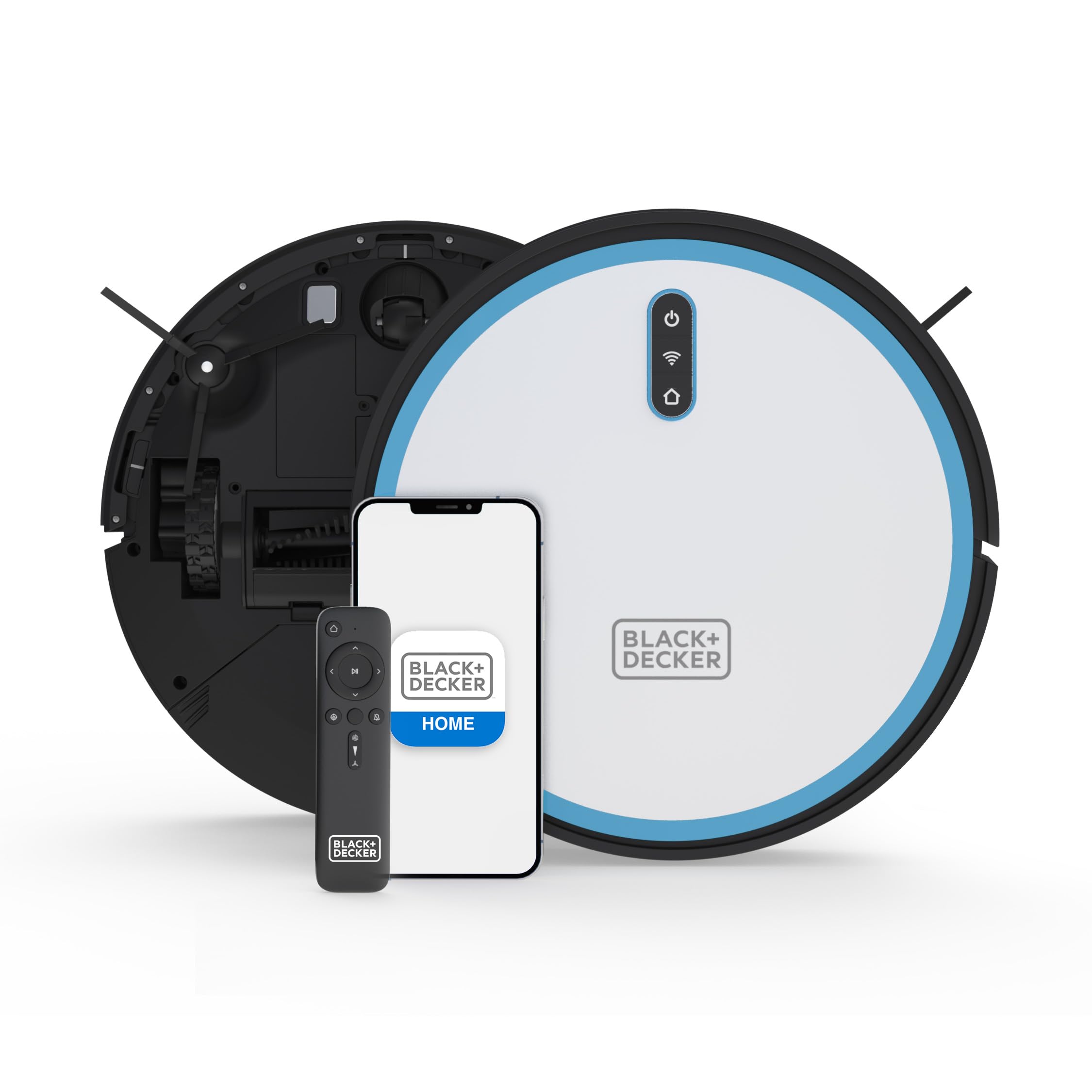 BLACK+DECKER RoboSeries Robot Vacuum Cleaner - 2000Pa Strong Suction, Smart Mapping Navigation, WiFi/App & Remote Control, 120 Min Runtime, Auto Self-Charging, Alexa Compatible, Ideal for Hardwood Floors, Carpets, Pet Hair Removal - Perfect for Daily Home Cleaning & Pet Owners