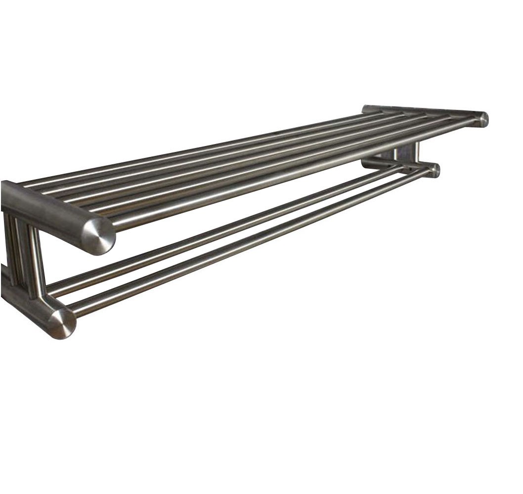 Yunzhicheng 304 Stainless Steel Wall Mounted Towel Rack - Modern Bathroom Shelf with 2 Towel Bars, Brushed Nickel Finish - Perfect for Small Bathrooms, Apartments & Spa Style Decor