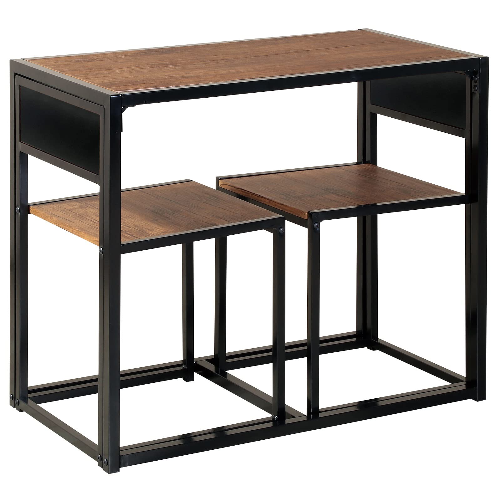 3-Piece Compact Dining Bar Table Set - Industrial Design Small Space Kitchen & Living Room Furniture | Perfect for Breakfast, Coffee, and Small Dining Areas