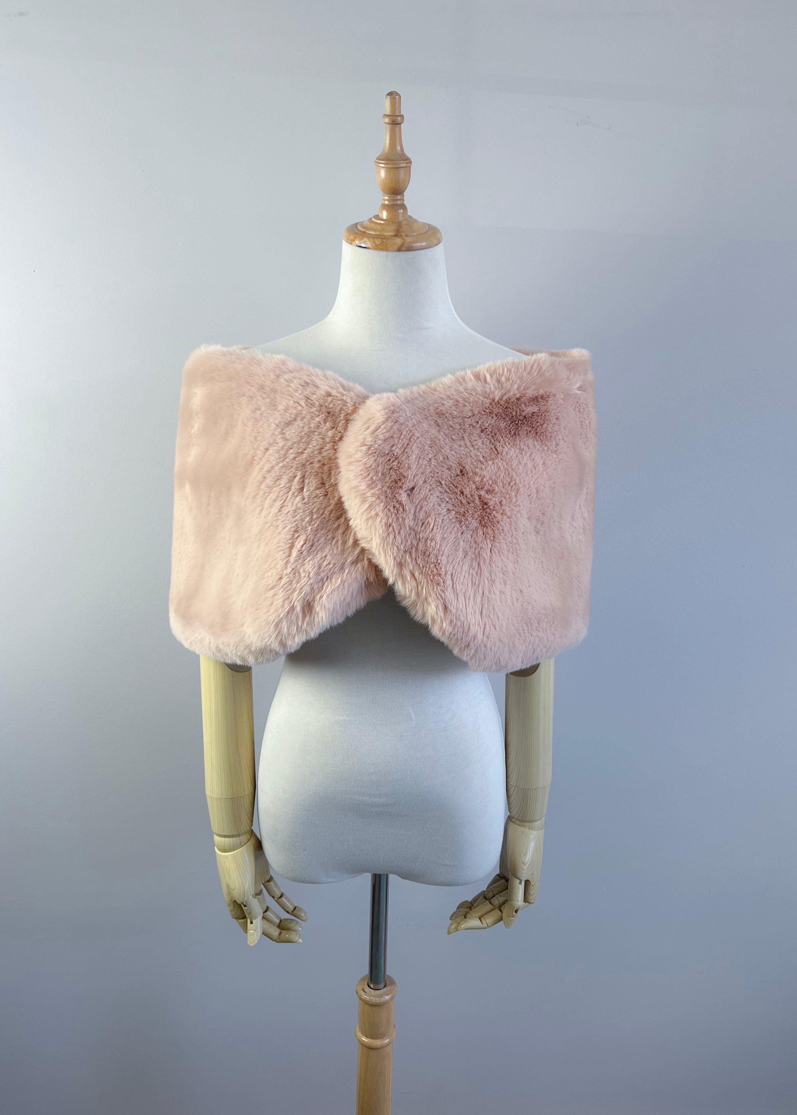 Blush Beige Fur Wrap Shawl - Soft & Luxurious Serena Pea05 Style for Women | Perfect for Weddings, Parties & Winter Fashion