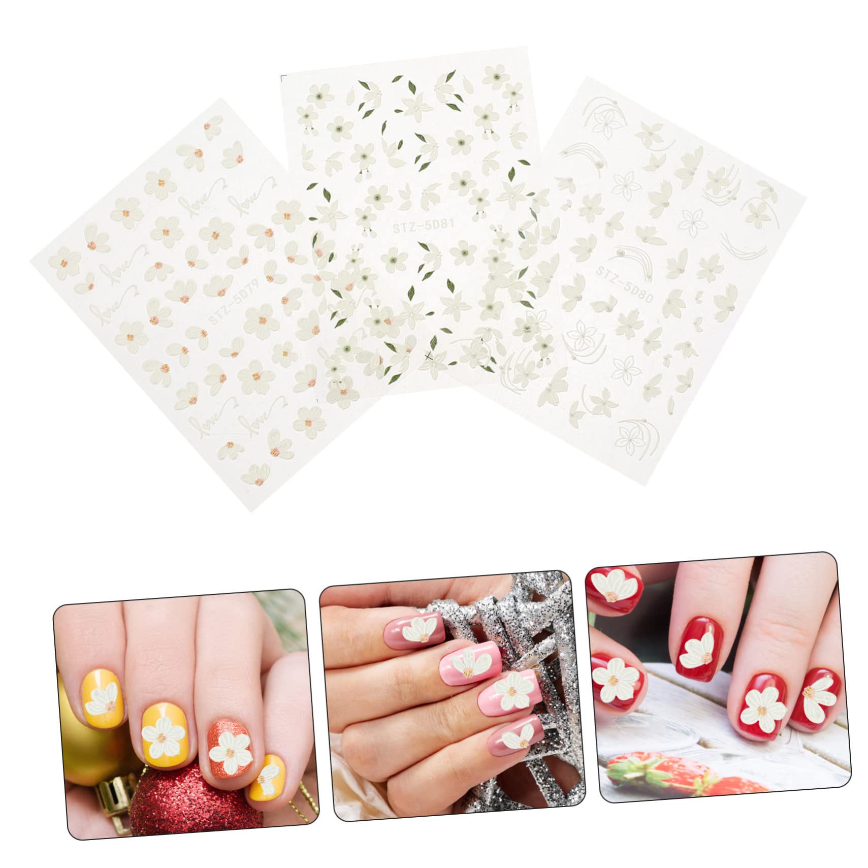 Minkissy Floral Nail Art Stickers - 2 Sets Self-Adhesive Nail Decals for Women & Girls (3 Sheets Each) - DIY Nail Design Accessories for Gel, Acrylic & Natural Nails - Perfect for Manicures, Nail Salons, Home Use, Parties, Weddings & Special Occasions - Great for Spring, Summer, Bridal Showers & Girls' Night Out