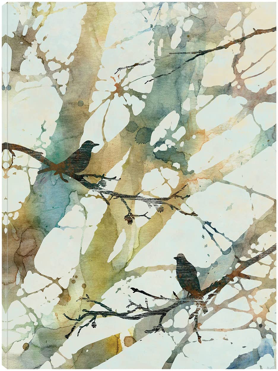 Botanical Birds II Canvas Wall Art - Hand-Painted Fine Art by Carol Robinson - 42x56 Inches - Ready to Hang - Perfect for Living Room, Bedroom, Office & Home Decor - Nature Inspired Wall Decor for Modern Interiors