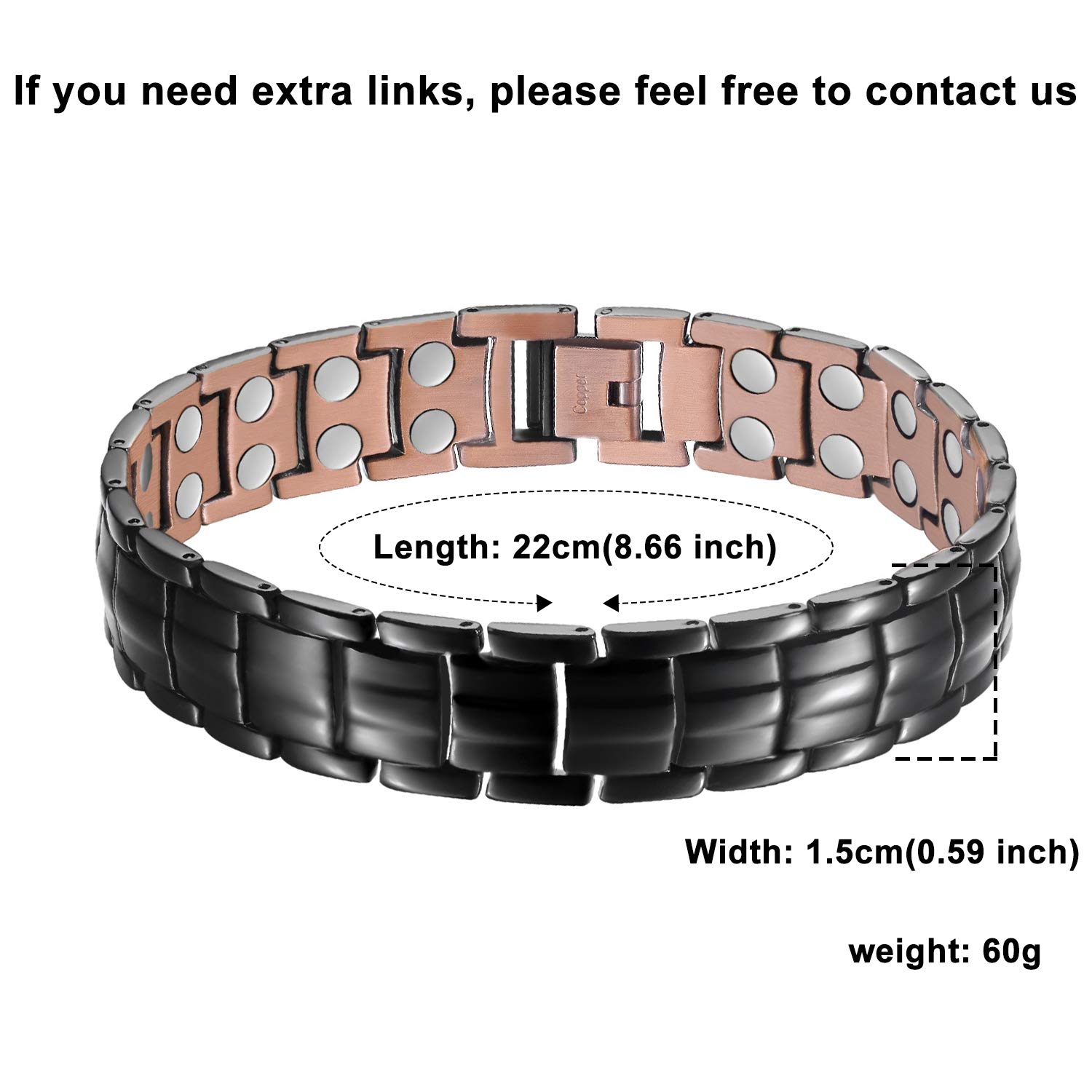 Feraco Solid Copper Magnetic Bracelet for Men & Women - 99.99% Pure Copper, Hand-Forged with 3500 Gauss Magnets - Pain Relief & Improved Circulation for Arthritis & Joint Discomfort