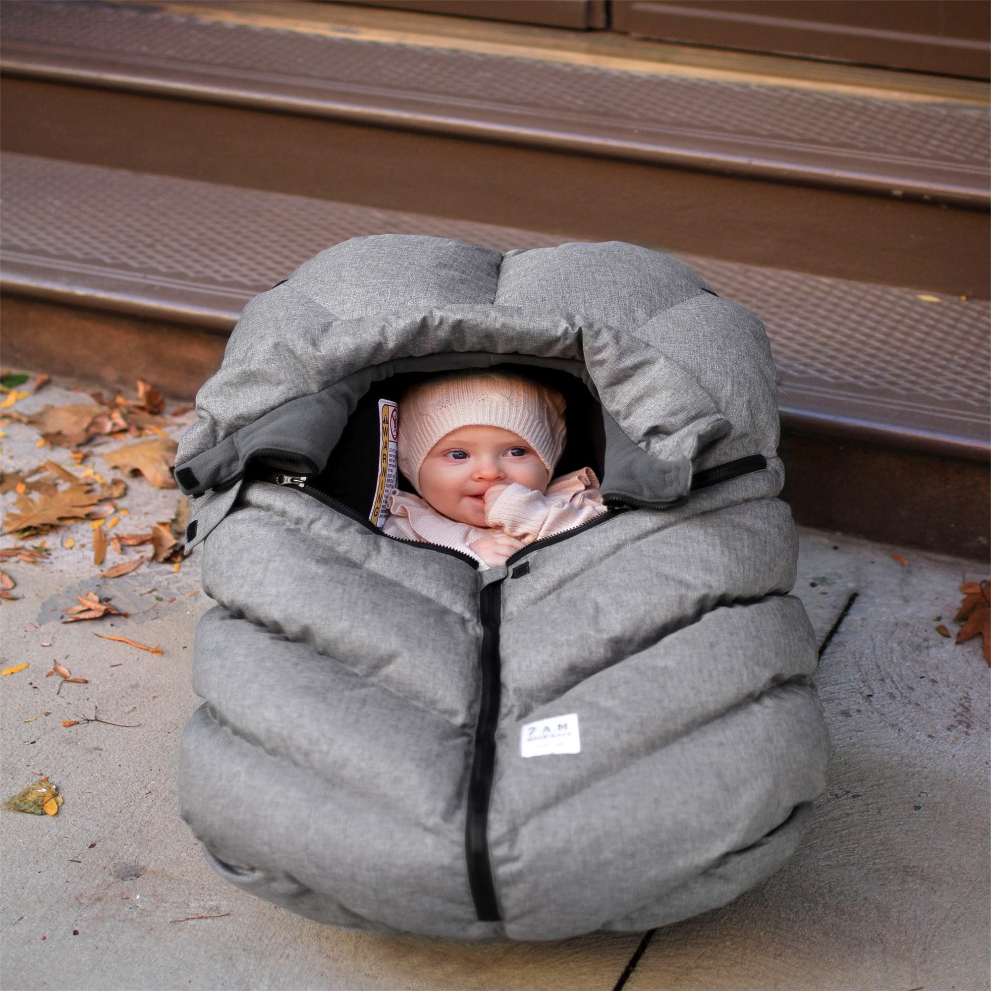 7AM Enfant Car Seat Cocoon - Premium Baby Car Seat Cover for Winter, Heather Gray - Soft & Warm Infant Car Seat Protector for Cold Weather - Perfect for Strollers, Shopping, and Outdoor Adventures