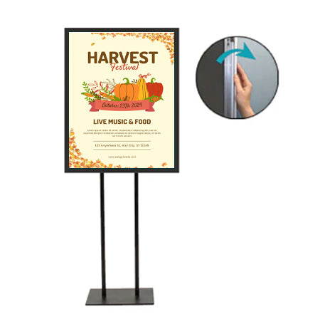 Double Pole Floor Stand 12x36 Sign Holder | 1 1/4