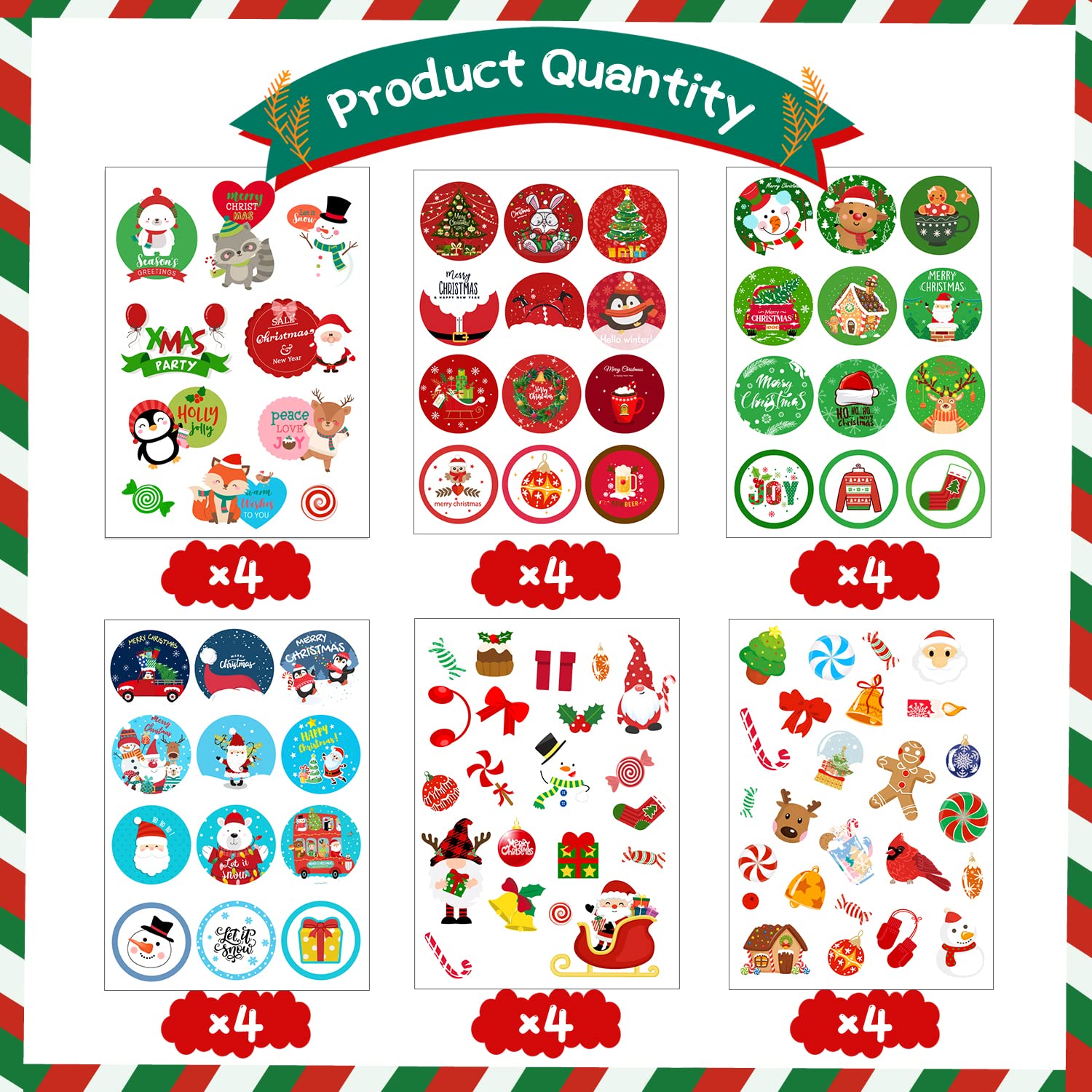 IMISHM 426pcs Christmas Stickers for Kids - Bulk Holiday Stickers for Envelopes, Cards, Scrapbooking & DIY Crafts - Perfect for Classroom Activities, Gift Wrapping & Holiday Decorations