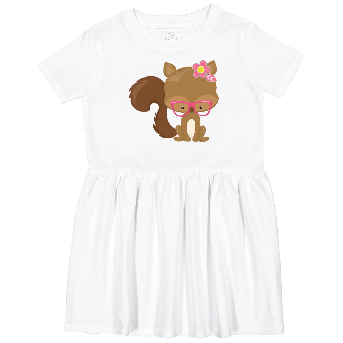 Inktastic Hipster Squirrel Toddler Dress - Cute Squirrel with Glasses & Floral Print - Perfect for Playdates, Birthday Parties & Casual Outings