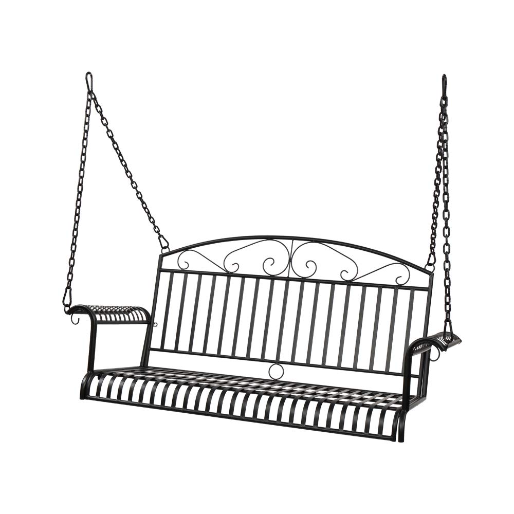 **Heavy Duty Metal Porch Swing - Outdoor Hanging Bench Chair for Patio, Garden, Yard, Deck & Backyard - Durable Steel Frame & Weather-Resistant Finish (Stand Not Included) - Perfect for Relaxing, Lounging & Enjoying Nature**