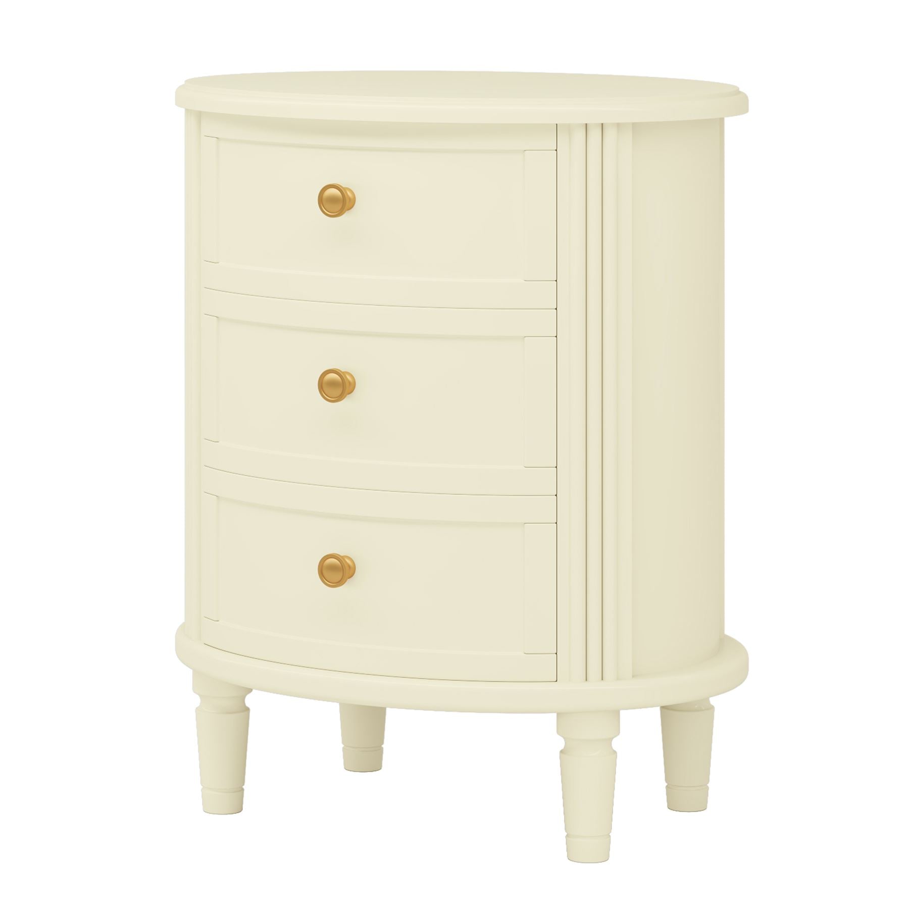 Solid Wood Nightstand with 3 Drawers - Sturdy Bedside Table with Wooden Legs for Bedroom, Living Room or Office Storage