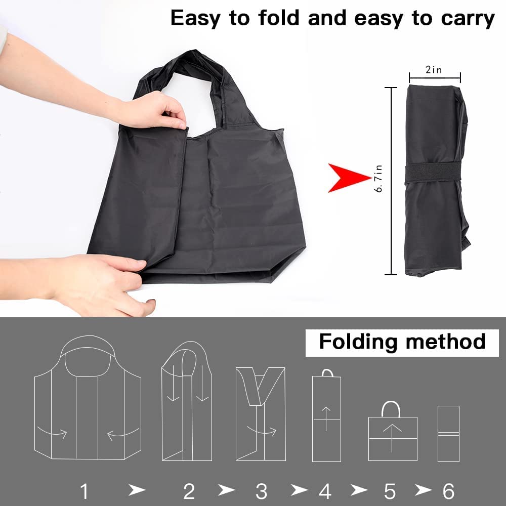 Aricsen 5 Pack Heavy Duty Reusable Grocery Bags - Large Foldable Shopping Bags with Handles, Machine Washable Nylon Polyester Cloth for Supermarket, Farmers Market & Travel | Eco-Friendly & Lightweight