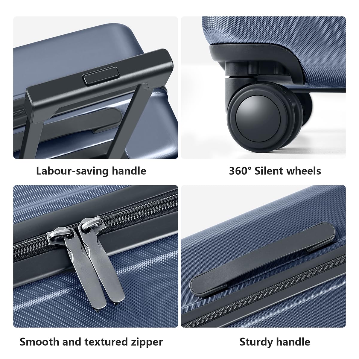 AnyZip 20'' Carry On Luggage with Spinner Wheels, TSA Lock & Multiple Pockets - Lightweight ABS+PC Hardshell Suitcase (Navy Blue) - Perfect for Air Travel, Business Trips & Weekend Getaways