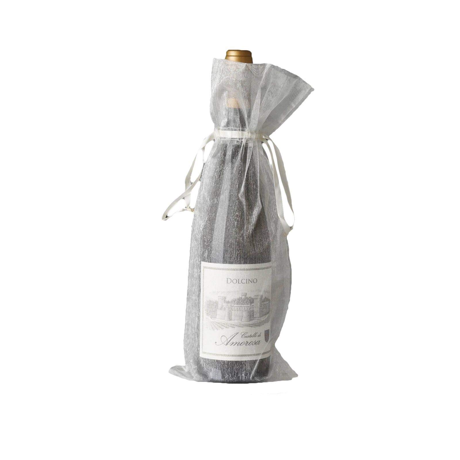 50 Pcs 6x15 Inch Ivory Organza Drawstring Bags - Wedding Favors, Jewelry Pouches, Candy Gift Bags for Party, Bridal Shower, Baby Shower & Birthday Celebrations