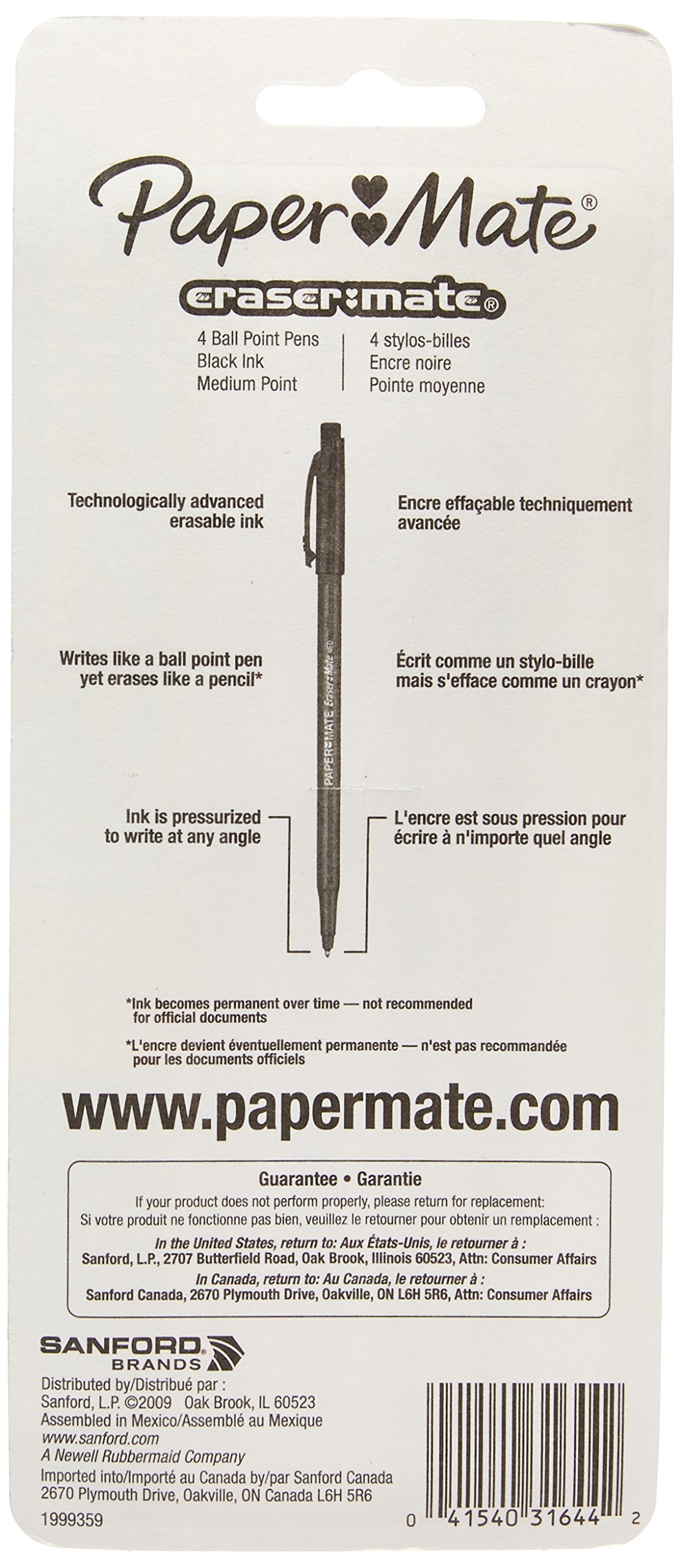 Papermate Erasermate Medium Point 1.0mm Black Erasable Ballpoint Pens - 12 Pack for School, Office & Note Taking - Smooth Writing & Easy Erasing Ballpoint Pen Set