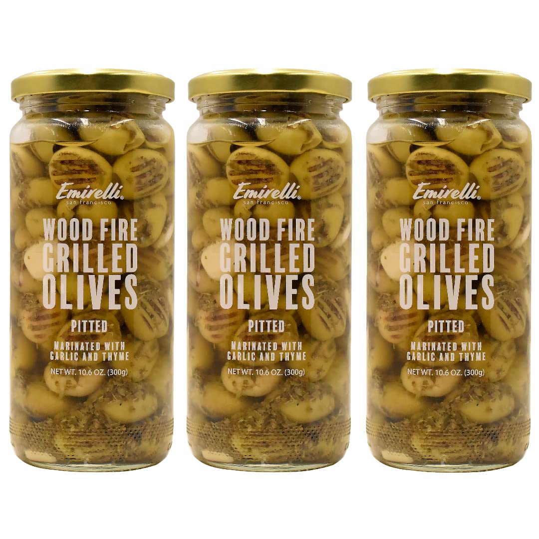 Premium Grilled & Pitted Green Olives from Turkey – Hand-Picked, Marinated in Fresh Spices, 3-Pack | Perfect for Salads, Charcuterie Boards & Mediterranean Dishes