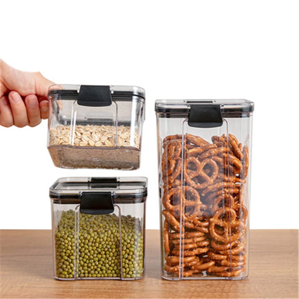 GRETD 3-Piece Airtight Food Storage Container Set - Clear Transparent Kitchen & Refrigerator Organizer for Noodles, Grains, Dry Foods | BPA-Free Plastic | Stackable Space-Saving Design | Perfect for Meal Prep & Pantry Organization