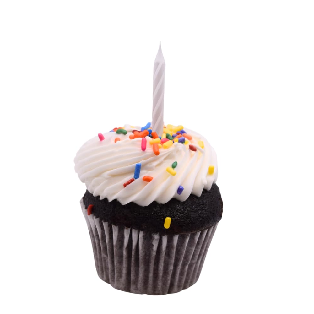 Oasis Supply White Candy Stripe Birthday Candles 2.5 Inch - Perfect for Birthday Cakes, Cupcakes & Party Decorations
