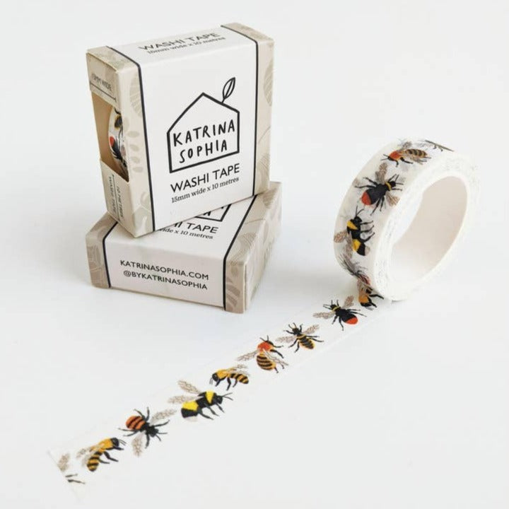 Bee Washi Tape - Decorative Japanese Paper Tape for Scrapbooking, Journaling, DIY Crafts - Perfect for Gift Wrapping, Bullet Journals, and Home Decor