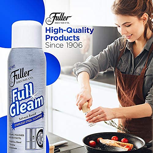 Fuller Brush Full Gleam Stainless Steel Cleaner & Polish - Chrome & Aluminum Conditioner Spray for Pots, Pans, Cooktops & Kitchen Appliances - Easy Cleaning Solution for Home & Commercial Use - Perfect for Restaurants, Kitchens & Outdoor Grills