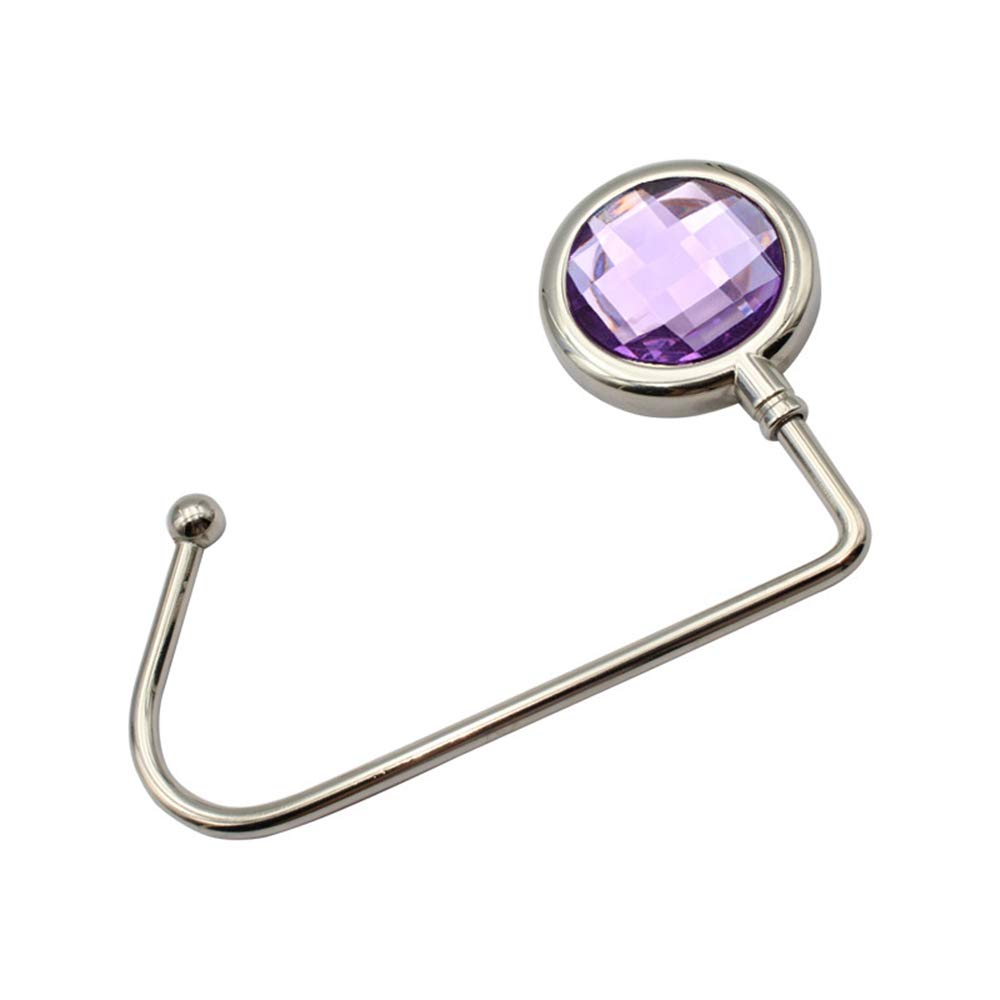 Foldable Metal Table Hook - Portable Purse & Bag Hanger for Home Organization | Decorative Storage Hook (Purple) | Perfect for Restaurants, Offices & Dorm Rooms