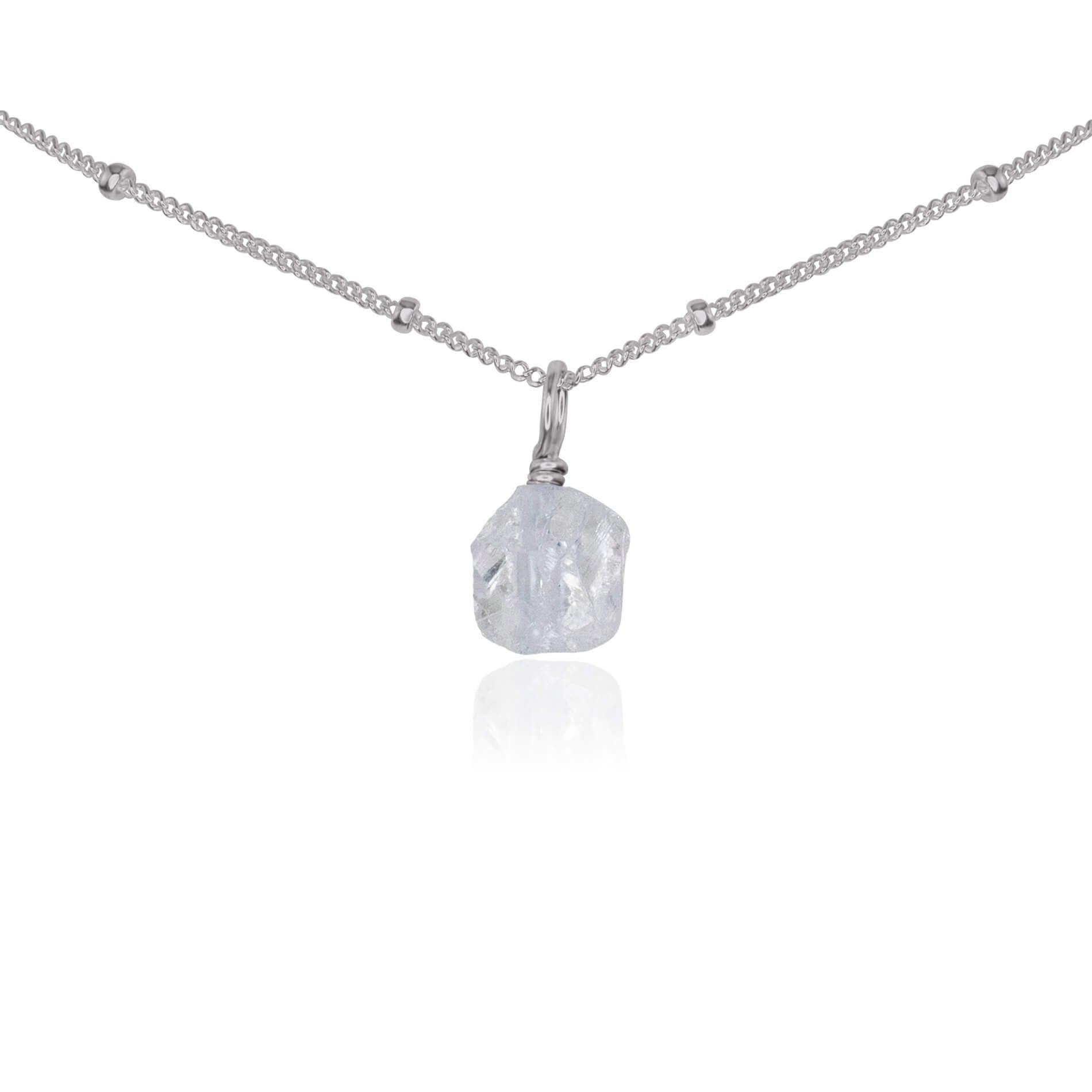 Natural Tiny Rough Crystal Quartz Gemstone Pendant Necklace - Elegant Choker for Women, Boho Jewelry Gift for Her | Perfect for Spiritual Healing, Meditation & Everyday Fashion