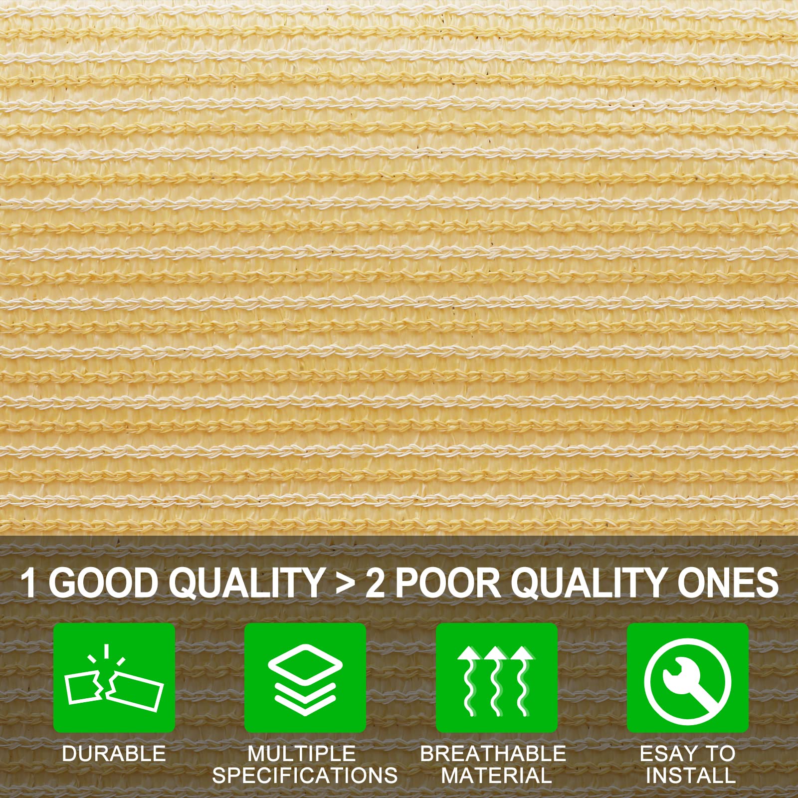 Shatex 90% UV Blocking Sun Shade Fabric - 8x16ft Beige Sunscreen Mesh for Pergola, Porch & Outdoor Cover with Clips - Perfect for Patio, Garden & Vertical Screen Protection