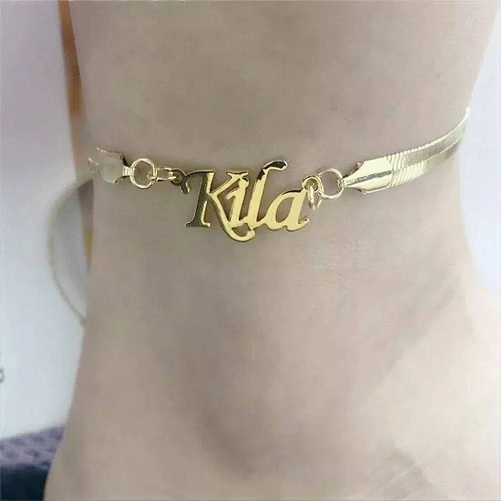 Personalized Name Anklets for Women - Custom Engraved Adjustable Ankle Bracelets - Perfect for Beach, Summer, Gifts & Everyday Wear