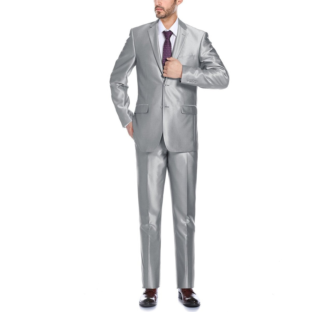 Alessandro Vitello by Renoir Sharkskin Classic Fit Italian Styled Two Piece Suit 207 2 | Premium Men's Business Formal Attire for Weddings, Office & Special Occasions