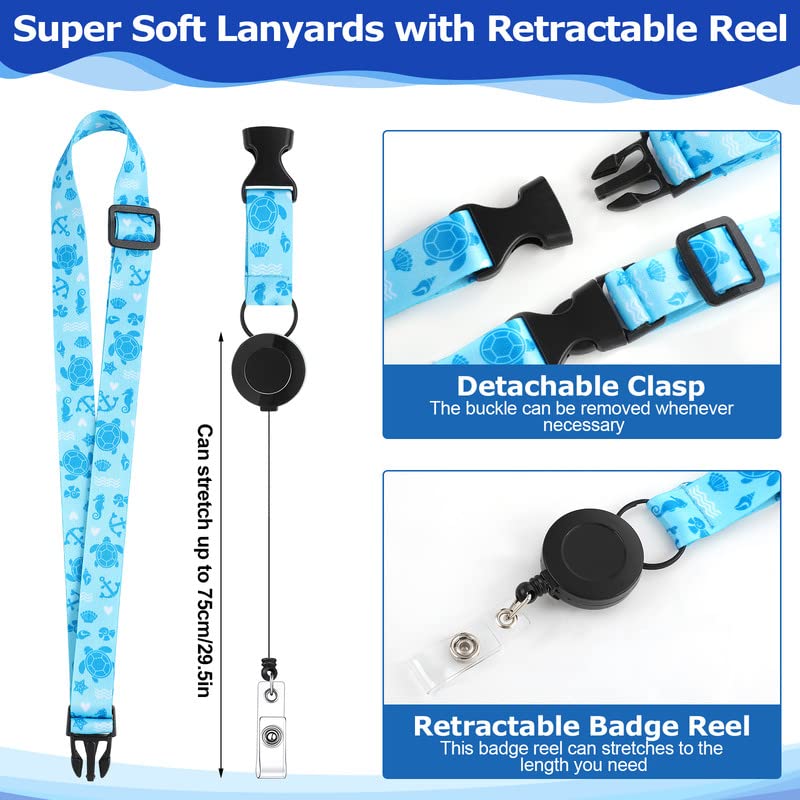 10 Pack Retractable Cruise Lanyards with ID Holder & Detachable Badge Clip - Adjustable Carnival Lanyards for Cruise Ship Cards, Events & Conventions (Fresh Style) - Perfect for Cruise Vacations, Theme Parks & Work ID Badges